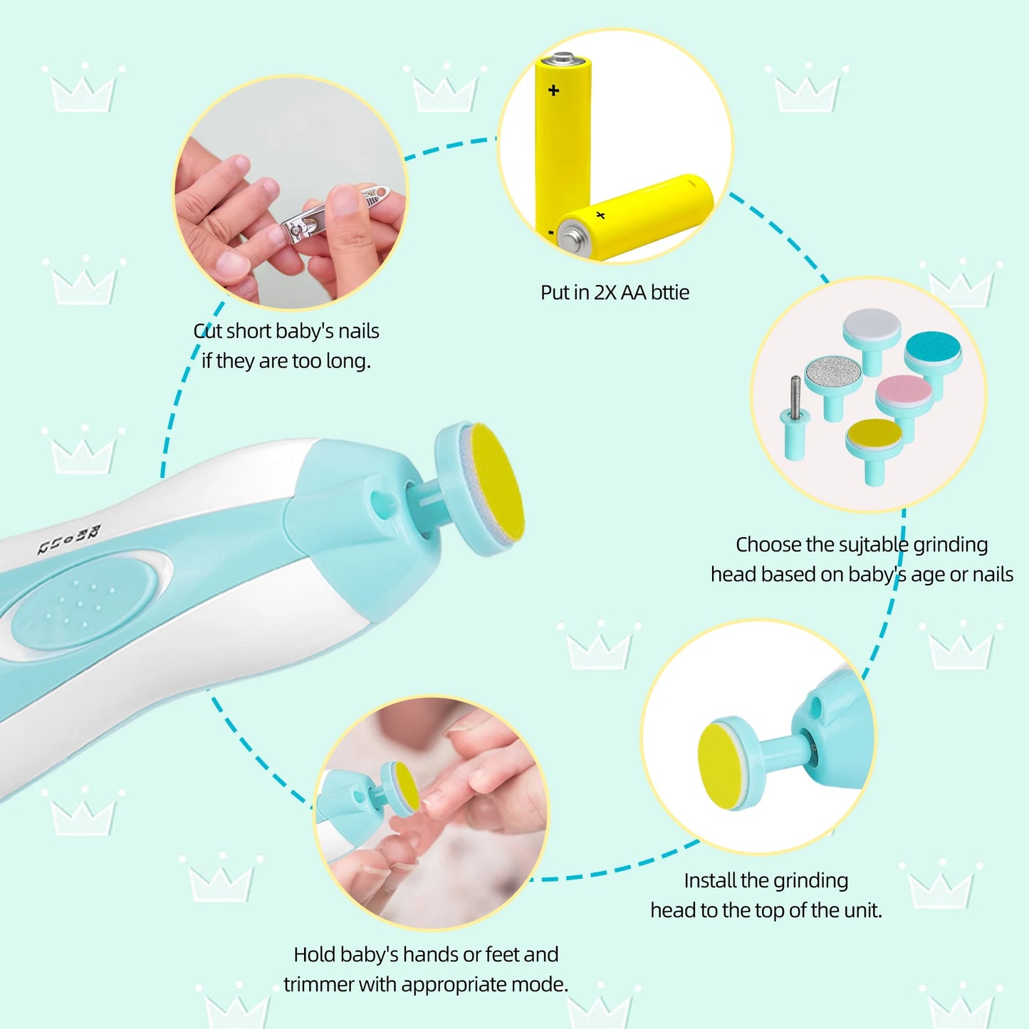 Baby Electric Nail Trimmer Kid Nail Polisher Tool